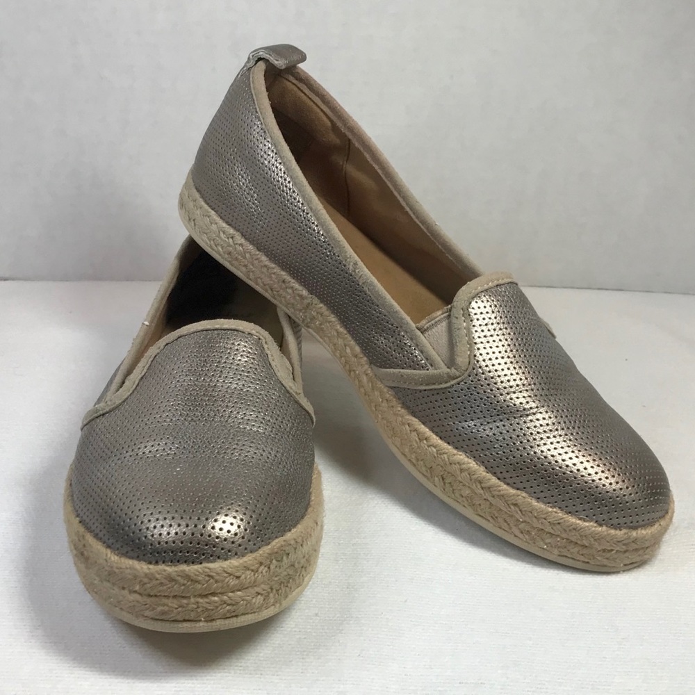 Clark’s Soft Metallic Perforated Espadrille Shoe